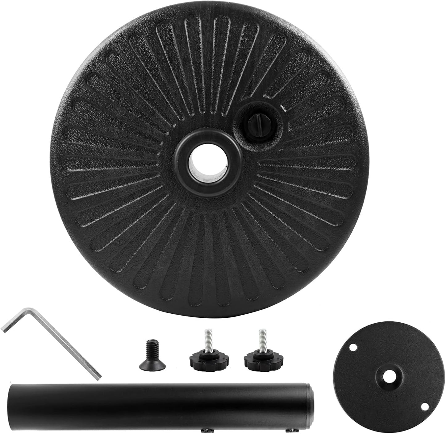 Roixeeds 50LBS Heavy Duty Round Umbrella Base - Water-Filled Steel Holder for Outdoor Use | Black Stripes