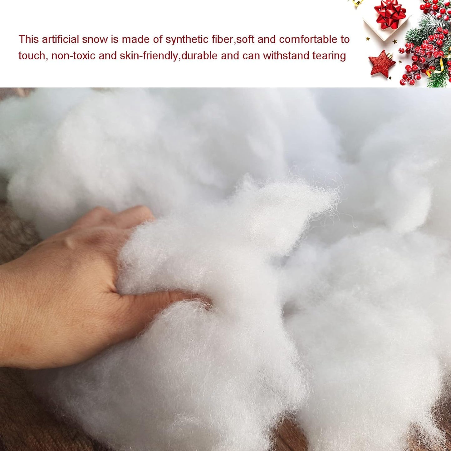 Skiennix Christmas Fake Snow Decor - Artificial Cotton Snow Fluff for Winter Village | Flame Resistant 5.6 OZ