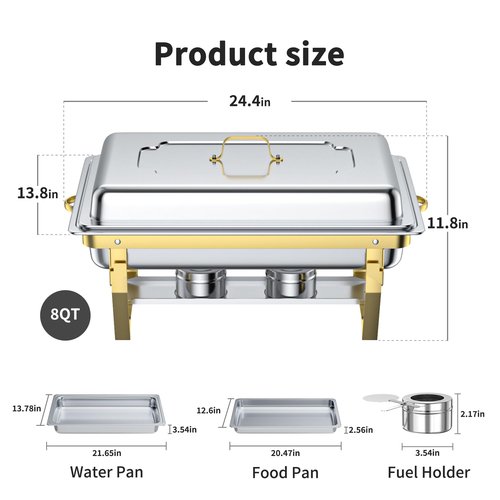 GGIU Chafing Dishes for Buffet Set: Chafers for Catering - Chafing Dish Buffet Set with Lids | Chafers and Buffet Warmers Sets | Serving Food Warmer | Chafers Servers Sets
