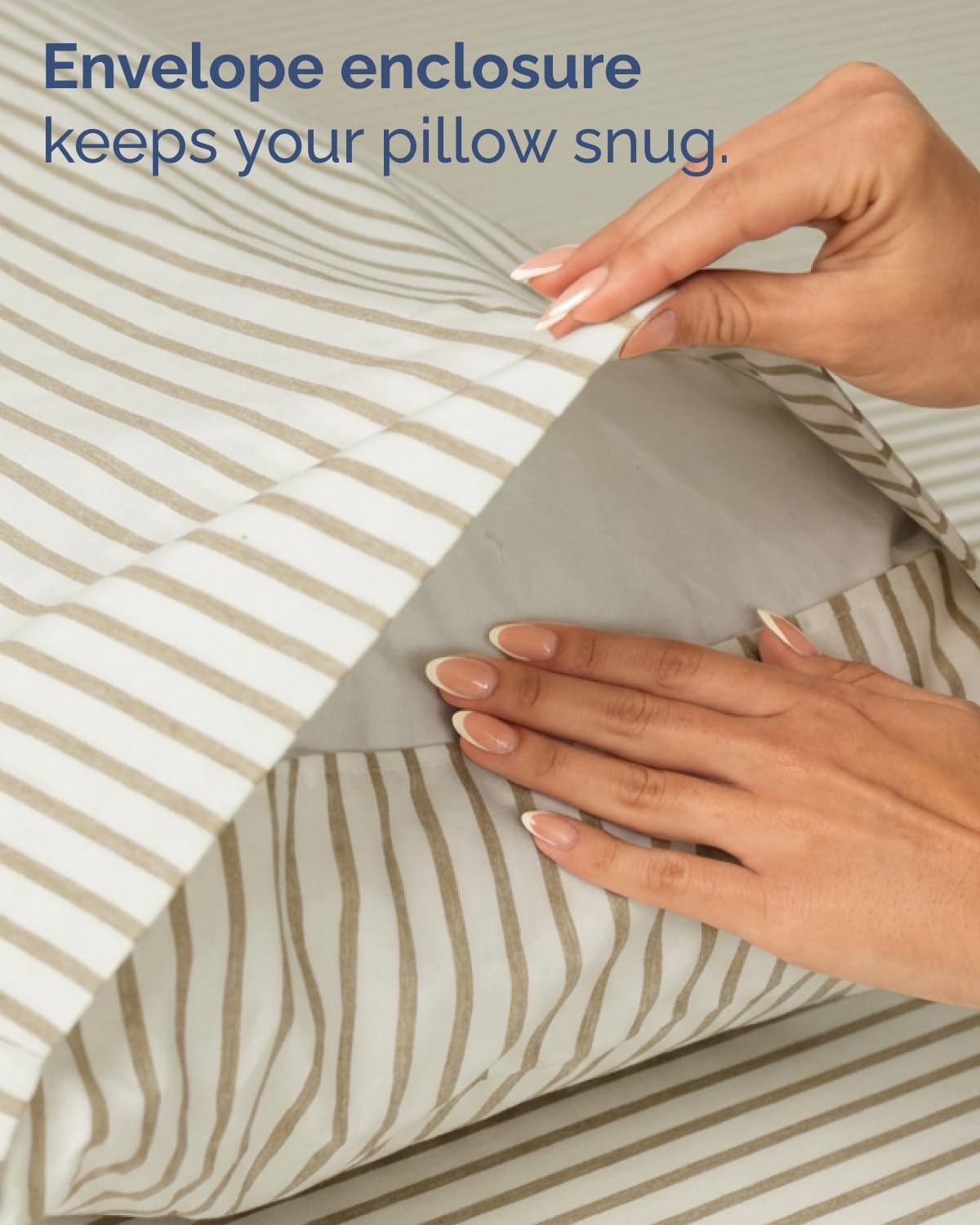 Skiennix Twin XL Sheet Set - Comfy Cooling 3-Piece Bedding - Deep Pocket, Wrinkle-Free, Beige Stripes