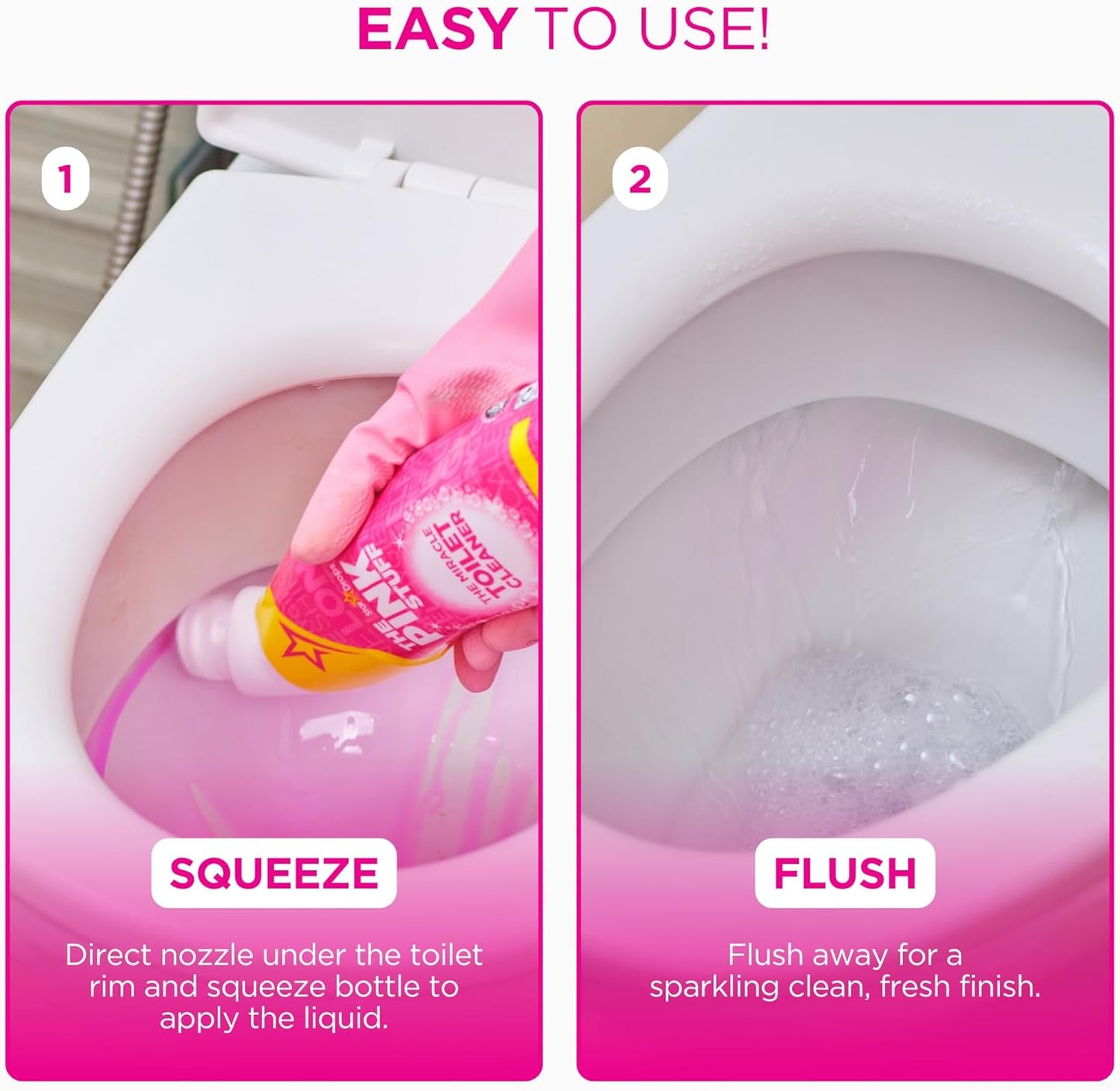 The Pink Stuff Miracle Toilet Cleaner - Powerful Stain-Removing Gel, 750ml | Fresh Rhubarb Scent, Eliminates Limescale & Odors