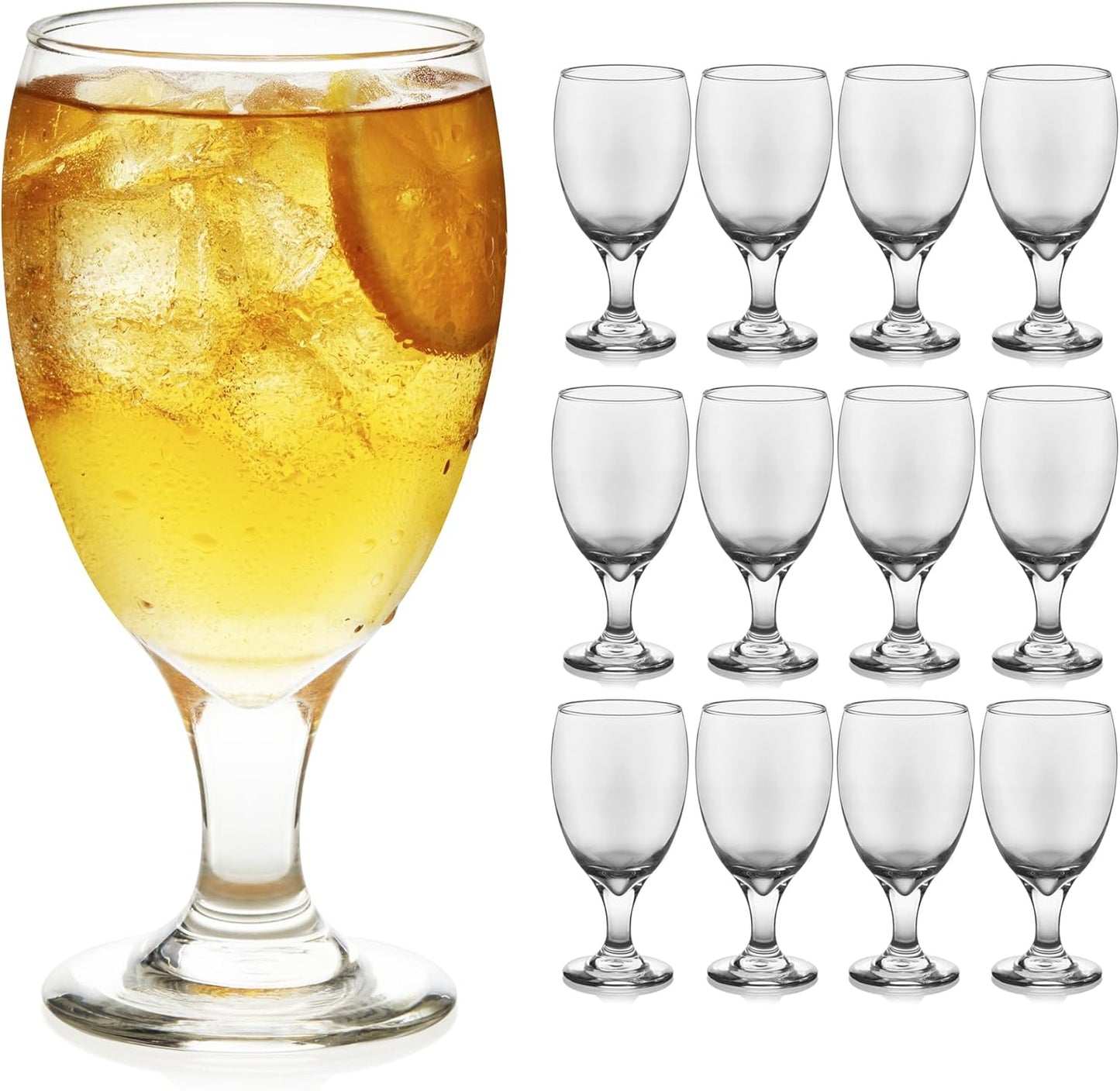 Libbey Classic Glass Goblets - Set of 12 Dishwasher Safe 16.25 Oz Drinking Glasses for Tea & Sangria