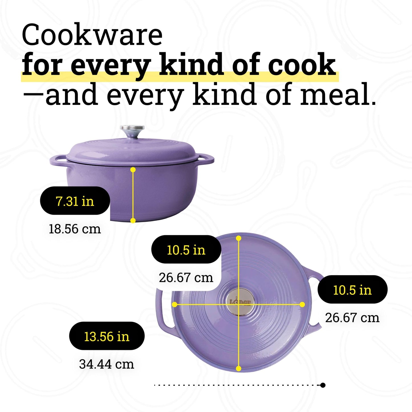 Lodge Essential Enamel Cast Iron Dutch Oven 6 Quarts - Perfect for Bread Baking, Braising, Marinating & Slow Cooking, Features Moisture-Sealing Lid & Dual Handles, Kitchen Essentials, Lilac