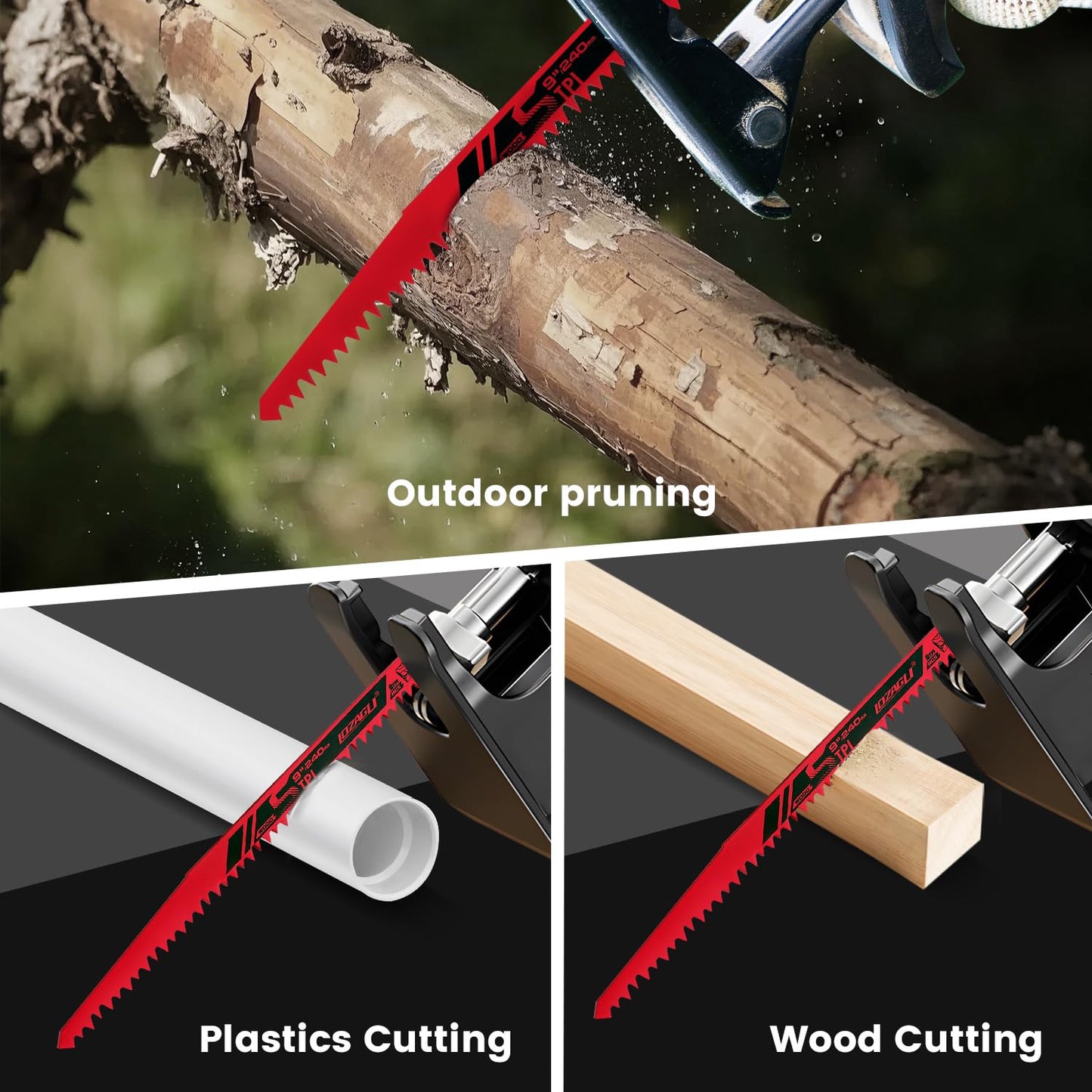 Skiennix 9-Inch Wood Pruning Saw Blades - 6-Piece Set with 5 TPI for Efficient Cutting