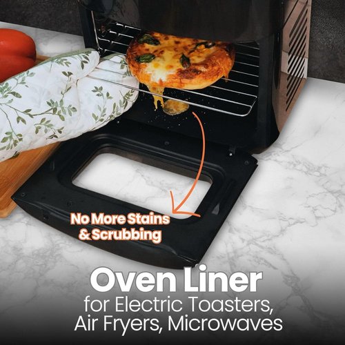 Buself Toaster Oven Liner - Nonstick & Heat Resistant Reusable Air Fryer Liners | 9x11", 2 Pack, Black