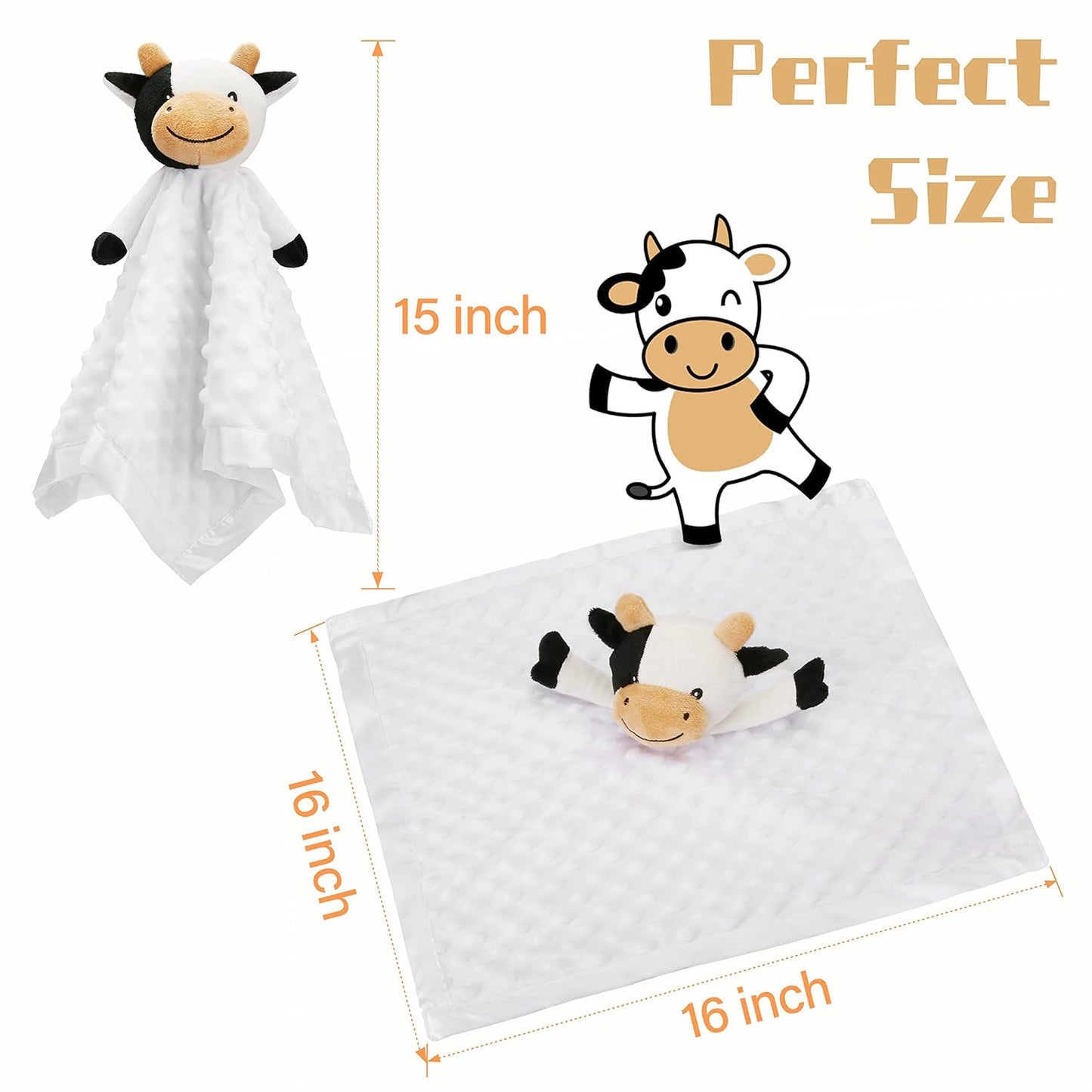 Pro Goleem Cow Security Blanket - Soft Lovey for Babies | 16-Inch Snuggle Toy for Boys & Girls