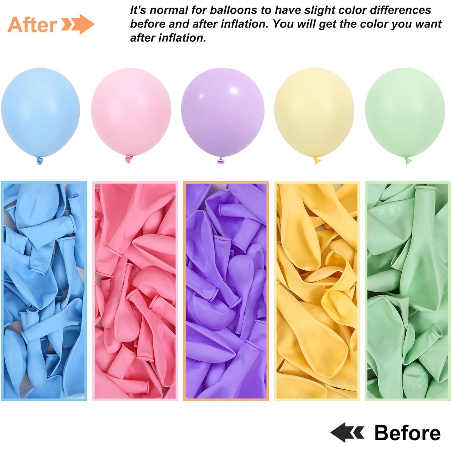 RUBFAC 154pcs Pastel Balloons Different Sizes 18 12 10 5 Inch, Latex Macaron Rainbow Balloons Arch Kit for Easter Themed Party Birthday Wedding Baby Shower Grad Anniversary Decoration