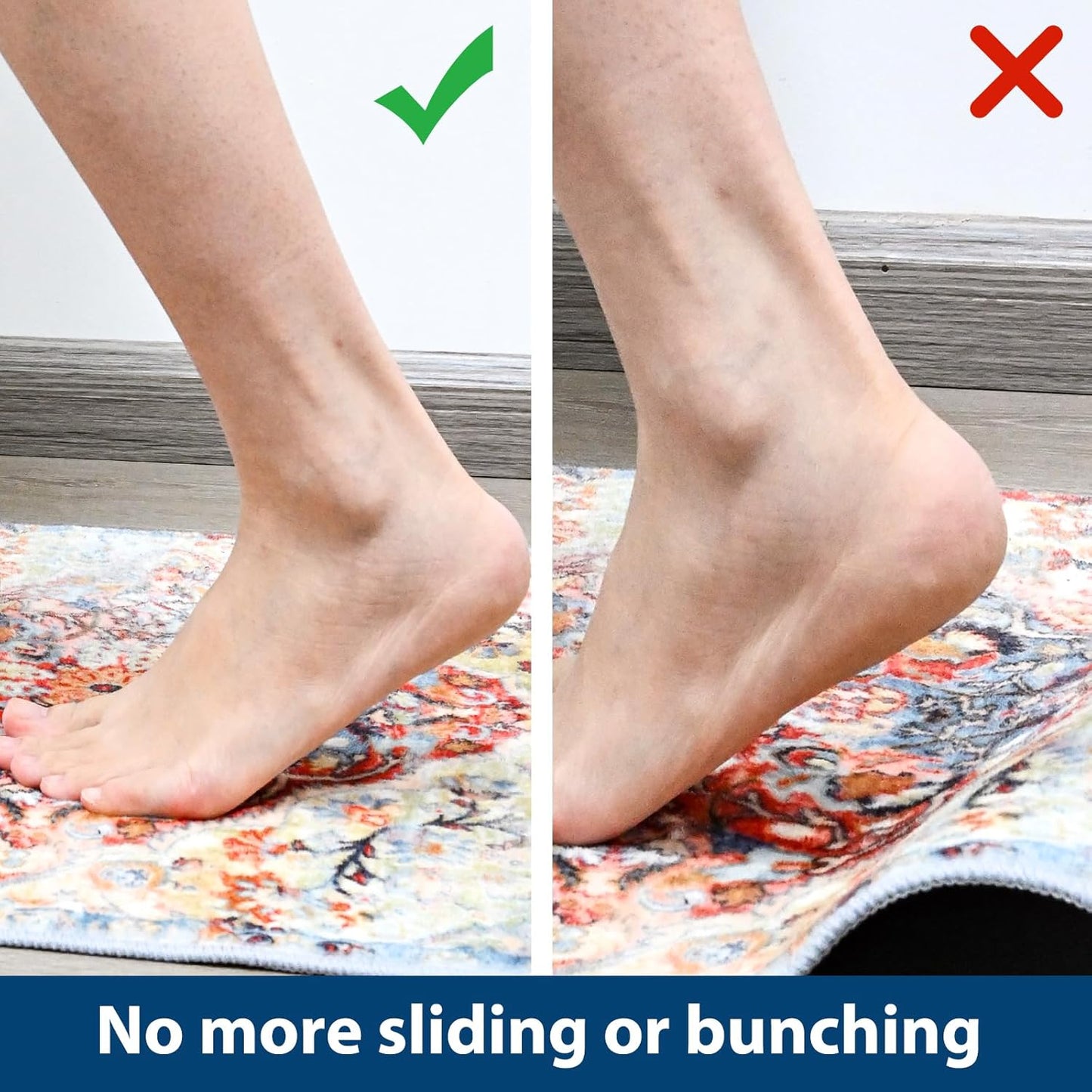 Skiennix Non-Slip Rug Pad Gripper - 2x4 Anti-Skid Mat for Hardwood Floors - White