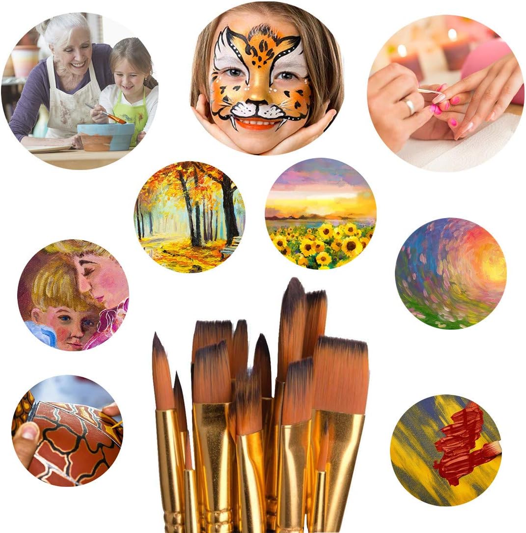 Skiennix 18-Pack Oil Paint Brush Set | Professional Acrylic Brushes with Organizer & Mixing Knife - 15 Sizes
