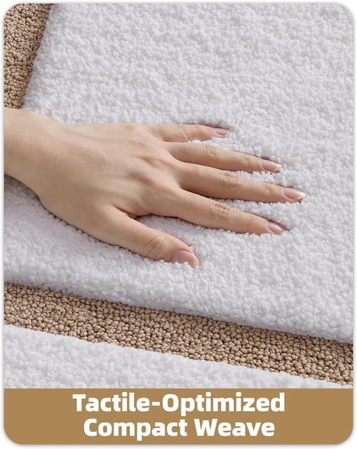 Color&Geometry White Bathroom Rugs - Extra Soft Microfiber, Non-Slip, Washable | 36x24 Inches
