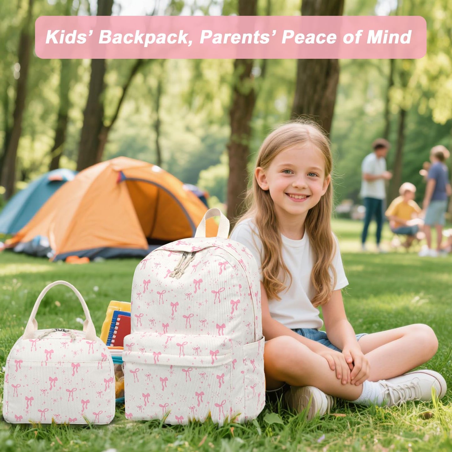BTOOP School Backpack for Girls Kids Teens Cute School Bookbag Set with Insulated Lunch Box Pencil Case