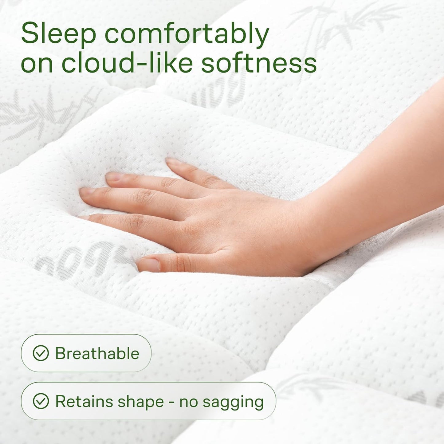 Niagara Ultra Soft Twin Size Mattress Topper - Bamboo Viscose Pillow Top for Back Pain Relief | Naturally Cooling, Fits 6-18" Mattresses, 600GSM, White