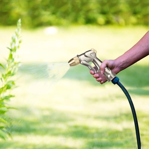 Heavy Duty Metal Hose Nozzle by Upgraded | 4 Spray Patterns for High Pressure Watering & Car Washing