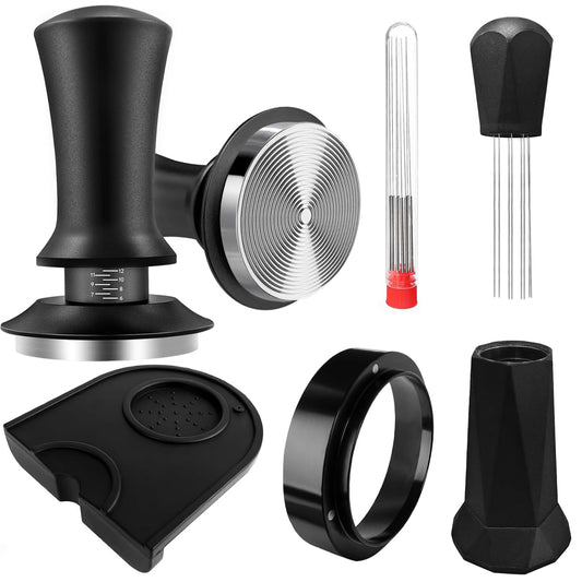 Coffee Espresso Tamper Set, 51mm Espresso Tamper & WDT Tool, Espresso Dosing Funnel, Silicone Gel Coffee Tamper Mat, Espresso Accessories