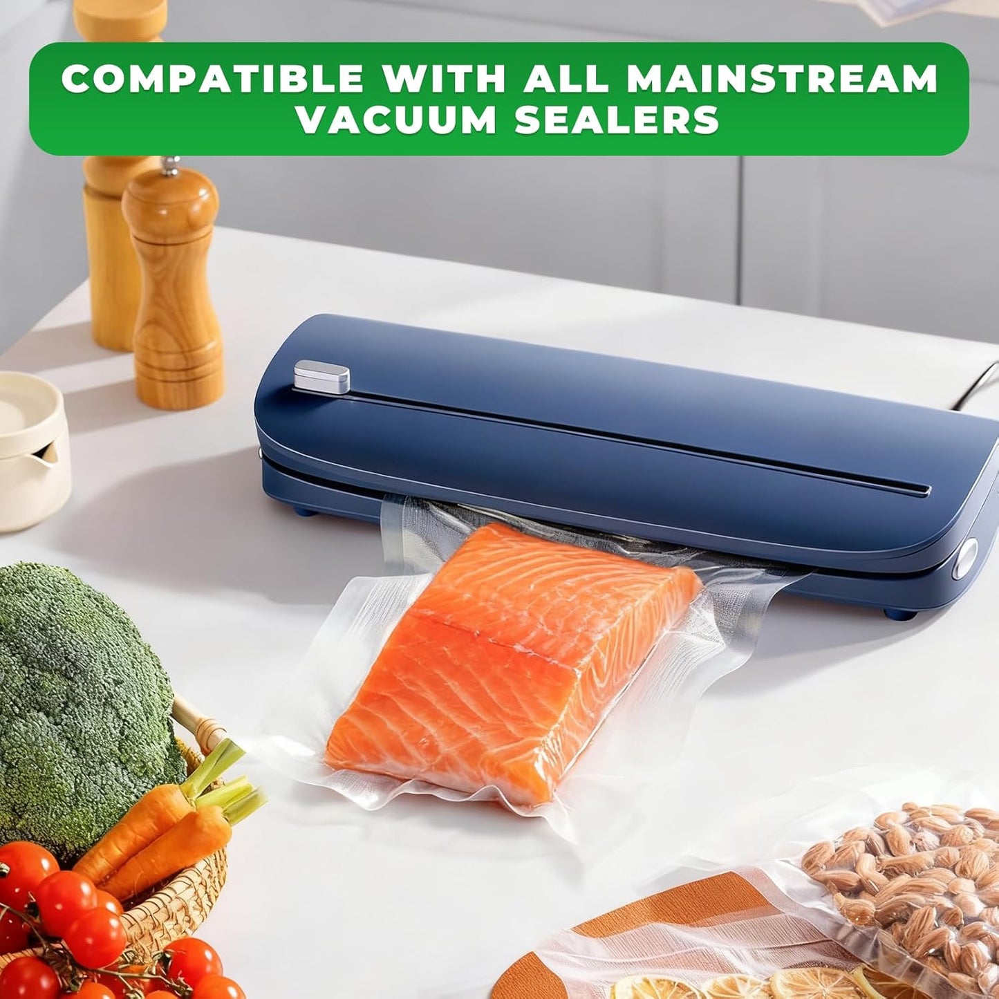 Skiennix Vacuum Sealer Bags - 50 PCS Heavy Duty 6" x 10" BPA-Free Textured Bags for Food Storage & Sous Vide Cooking