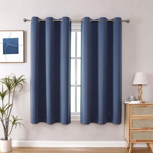 ChrisDowa Grommet Blackout Curtains - Thermal Insulated Room Darkening Panels (Stone Blue, 42W x 63L)