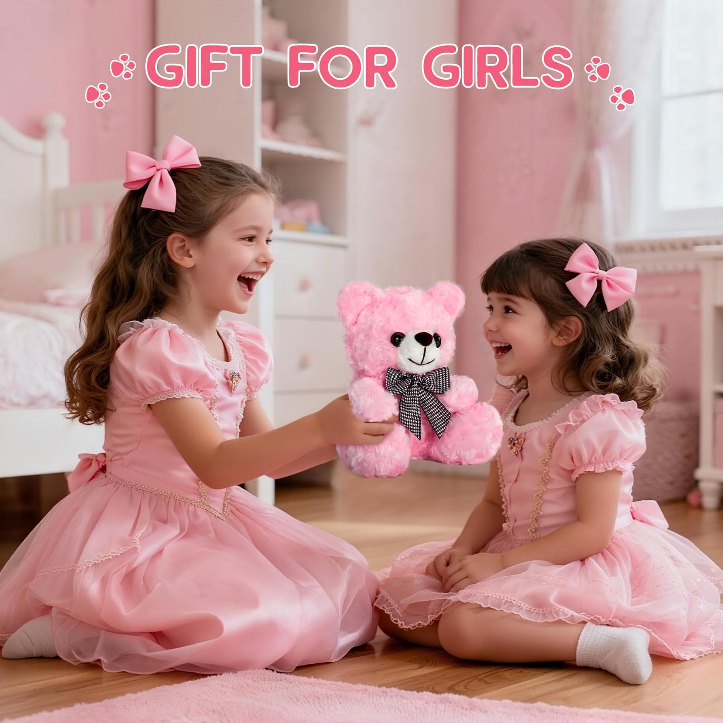 Mothers Day Bear Gifts for Mom, Pink Teddy Bear Stuffed Animal, Valentines Day Gifts for Kids, Bear Gifts for Girlfriend, 8″ Soft Stuffed Bear Toy for Kids 3+, Teddy Bear Baby Shower Deco
