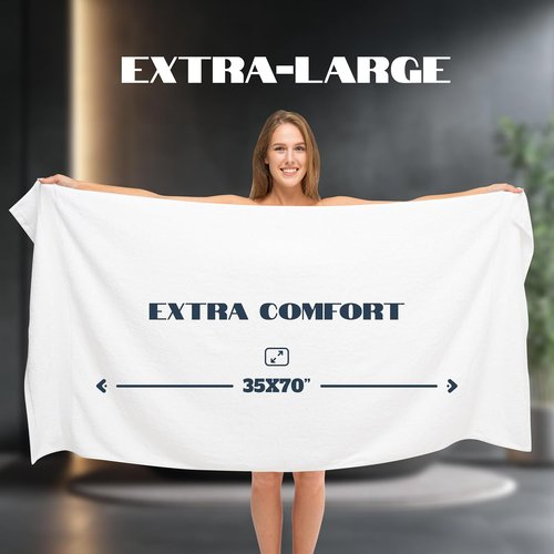 Hotel Collection White Luxury Bath Sheets - Extra Large 35x70 Inch, 700 GSM Turkish Cotton, Highly Absorbent | 2 Pack