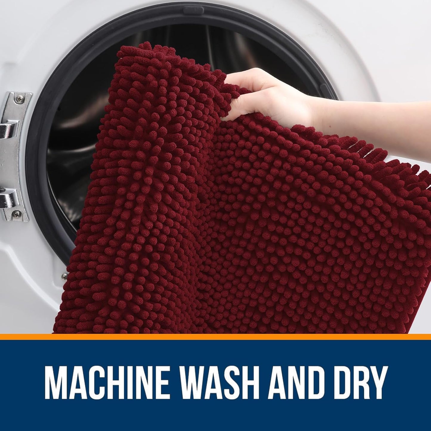 OLANLY Bathroom Rugs - Extra Soft Chenille Bath Mats with Rubber Backing | 30x20, Quick Dry, Burgundy