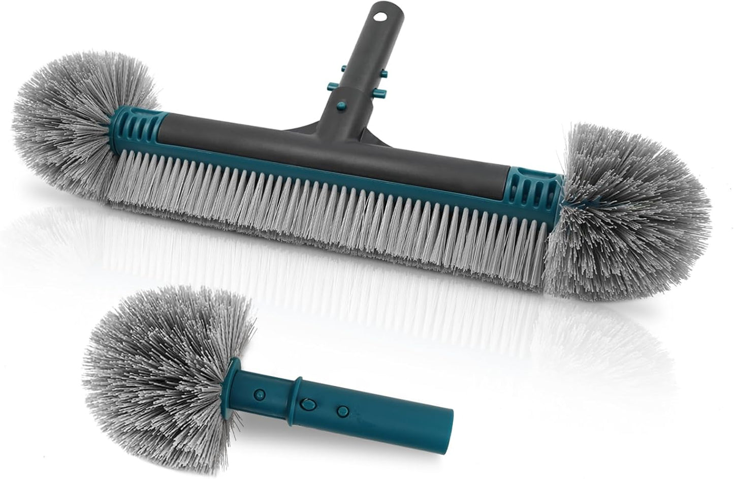 Skiennix 20'' Pool Brush Head - Detachable Cleaning Brush with Durable Nylon Bristles | EZ Clip Aluminum Handle for Quick Pool Maintenance