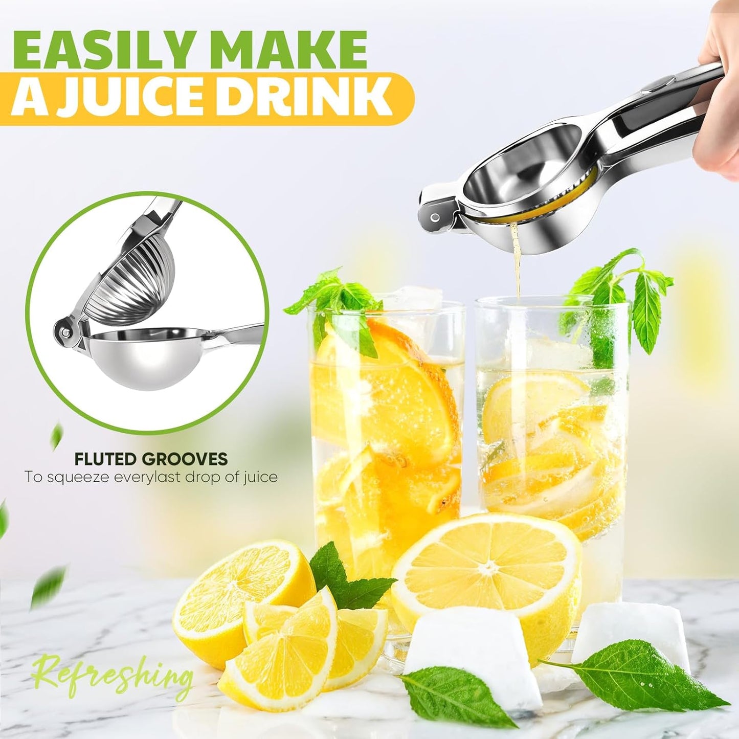 Skiennix Lemon Squeezer - Heavy Duty Stainless Steel Citrus Juicer | Easy Clean Manual Press