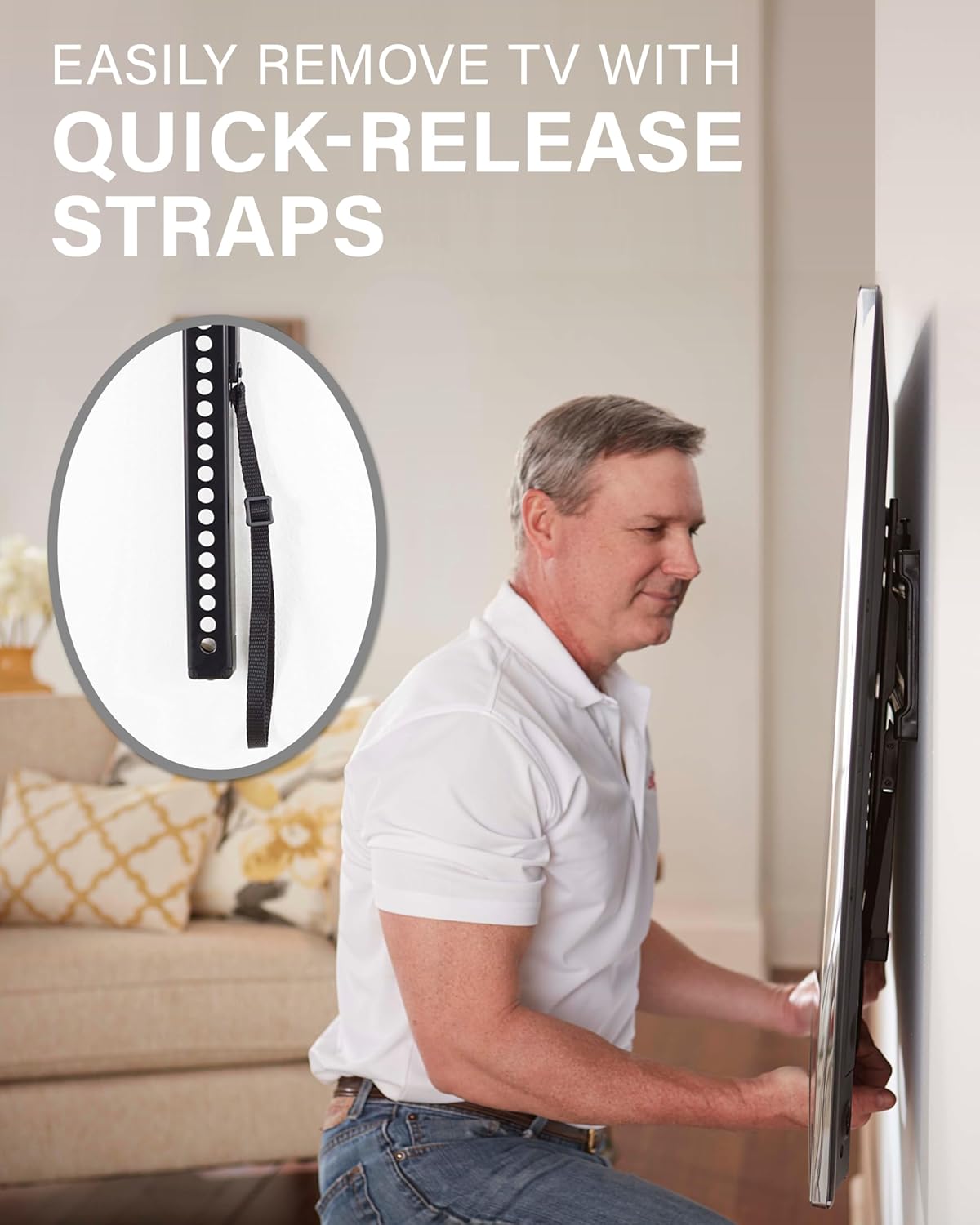 SANUS Low Profile TV Wall Mount | Universal Fixed Bracket for 40" to 80" TVs - Slim 1” Design - Easy 3-Step Installation