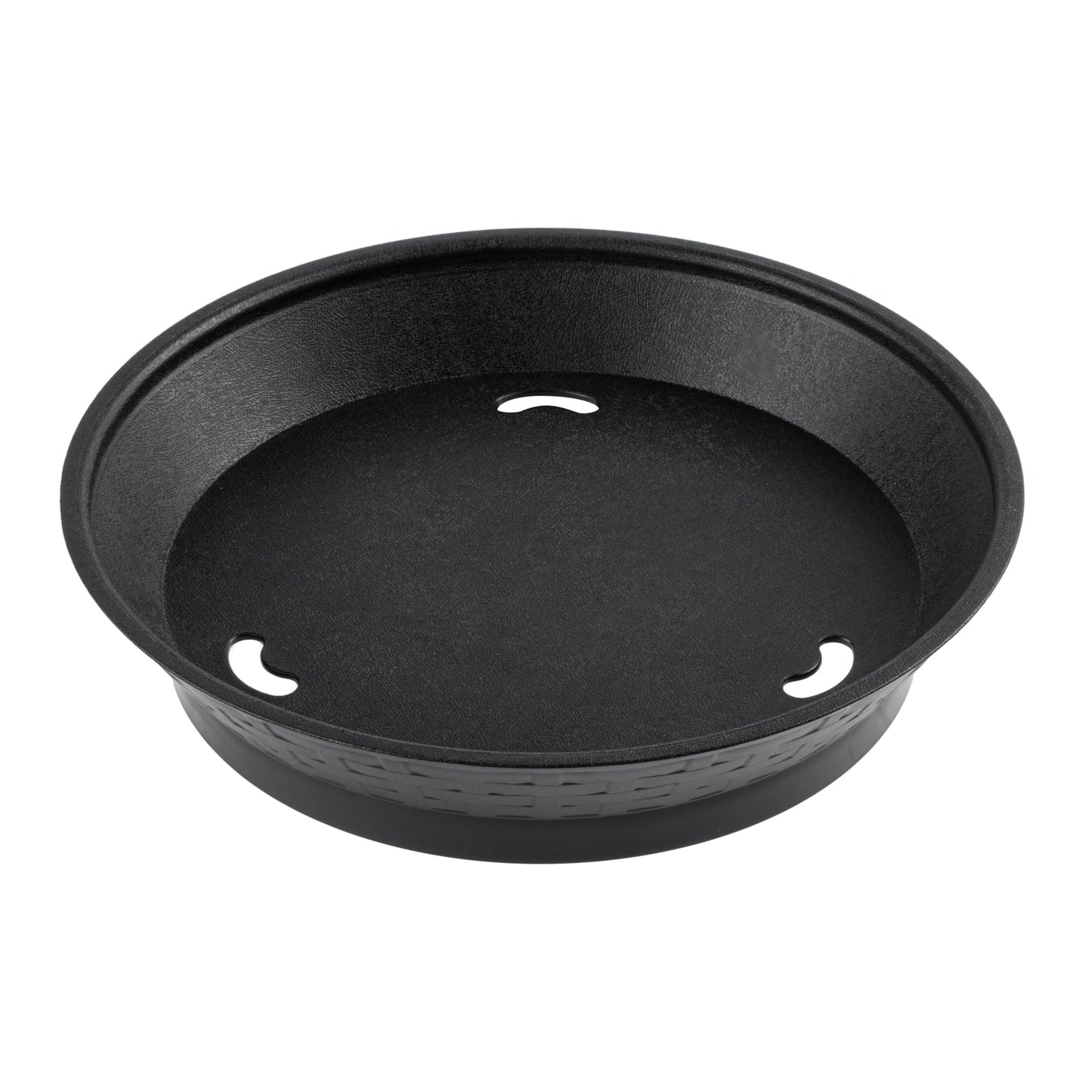 Restaurantware Round Serving Baskets 10 Pack of 10.47 x 2.17 Inch with Base Drainage Slots Microwavable Dishwashable Stackable Plastic Black Food Serving Trays for Restaurants and Catering