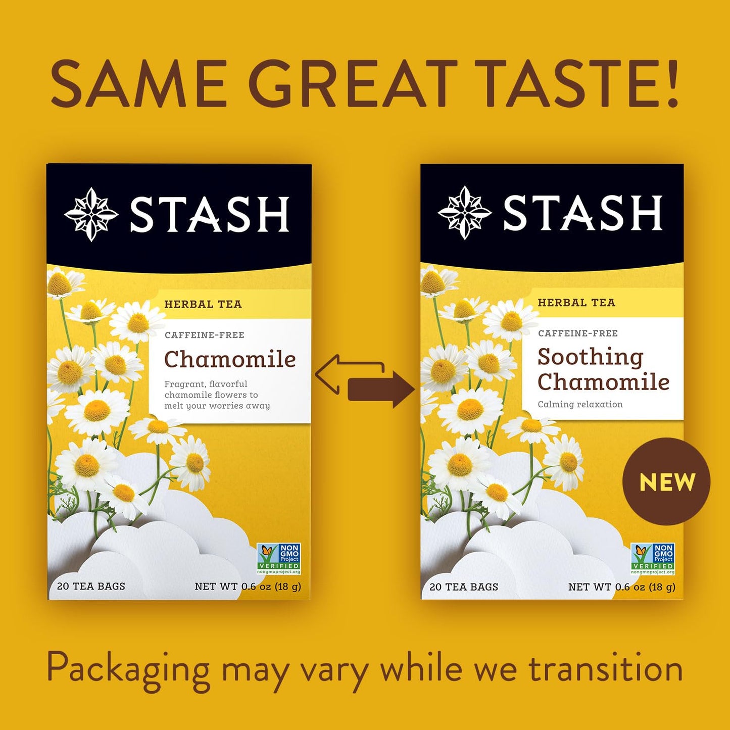 Stash Tea Soothing Herbal Tea Variety Pack - 6 Flavors, 6 Boxes, 18-20 Tea Bags Each