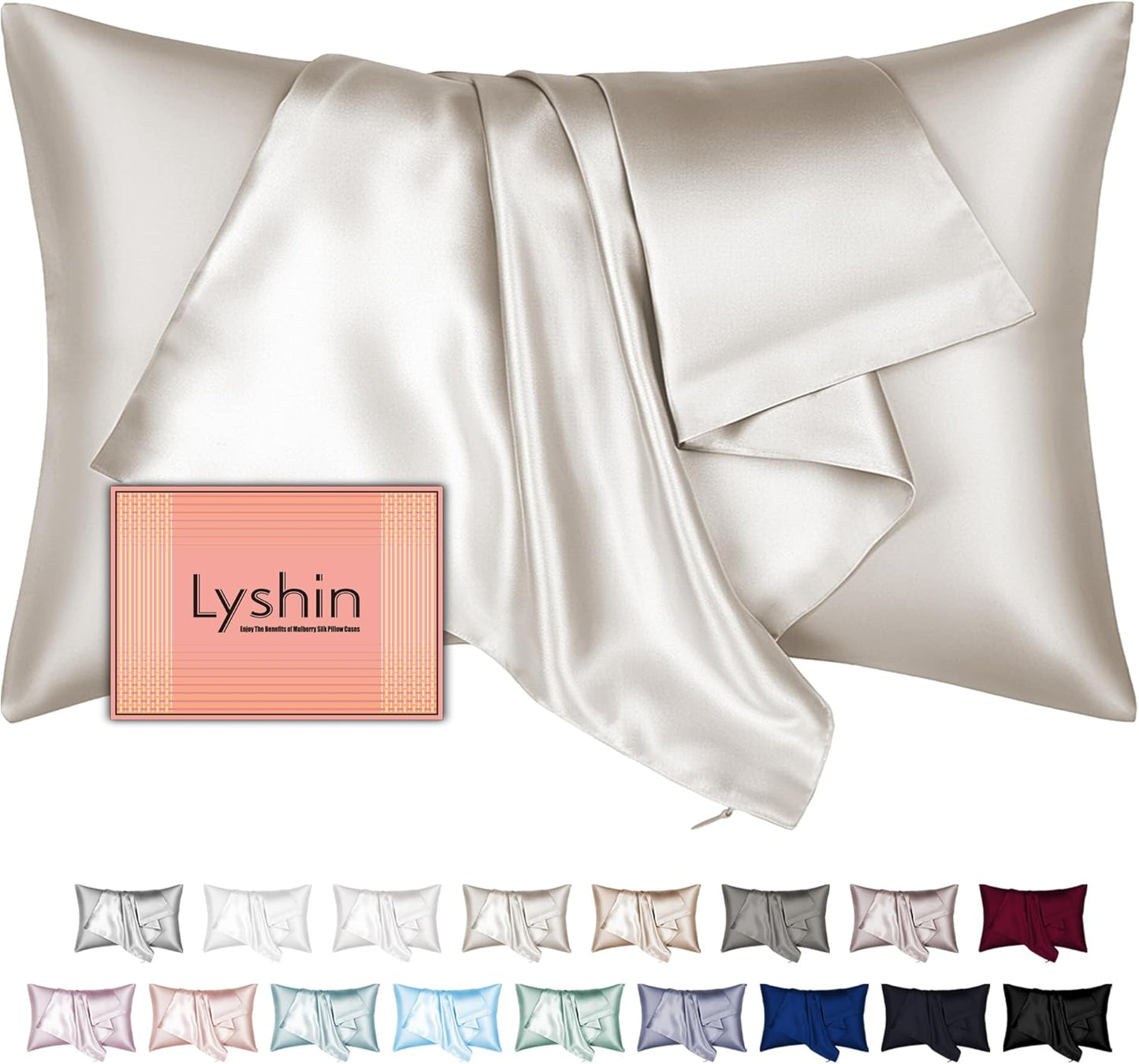Skiennix Mulberry Silk Pillowcase - Queen Size, Hidden Zipper, Soft & Breathable for Hair & Skin | Beige