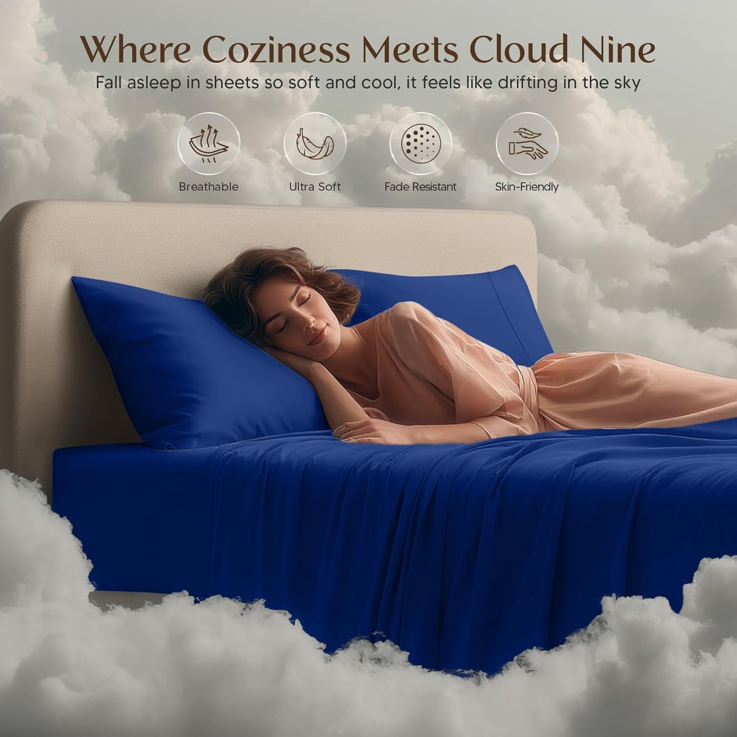 Utopia Bedding King Size Sheet Set - Soft, Breathable Microfiber - 4 Pieces in Royal Blue