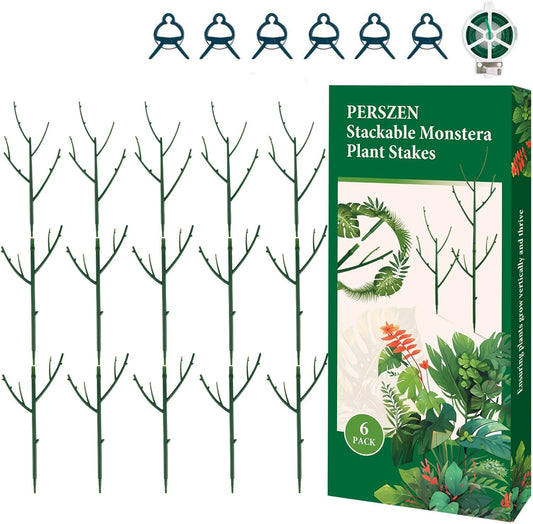 PERSZEN 15 Pack Plant Support Stakes - Stackable Trellis for Indoor/Outdoor Climbing Plants