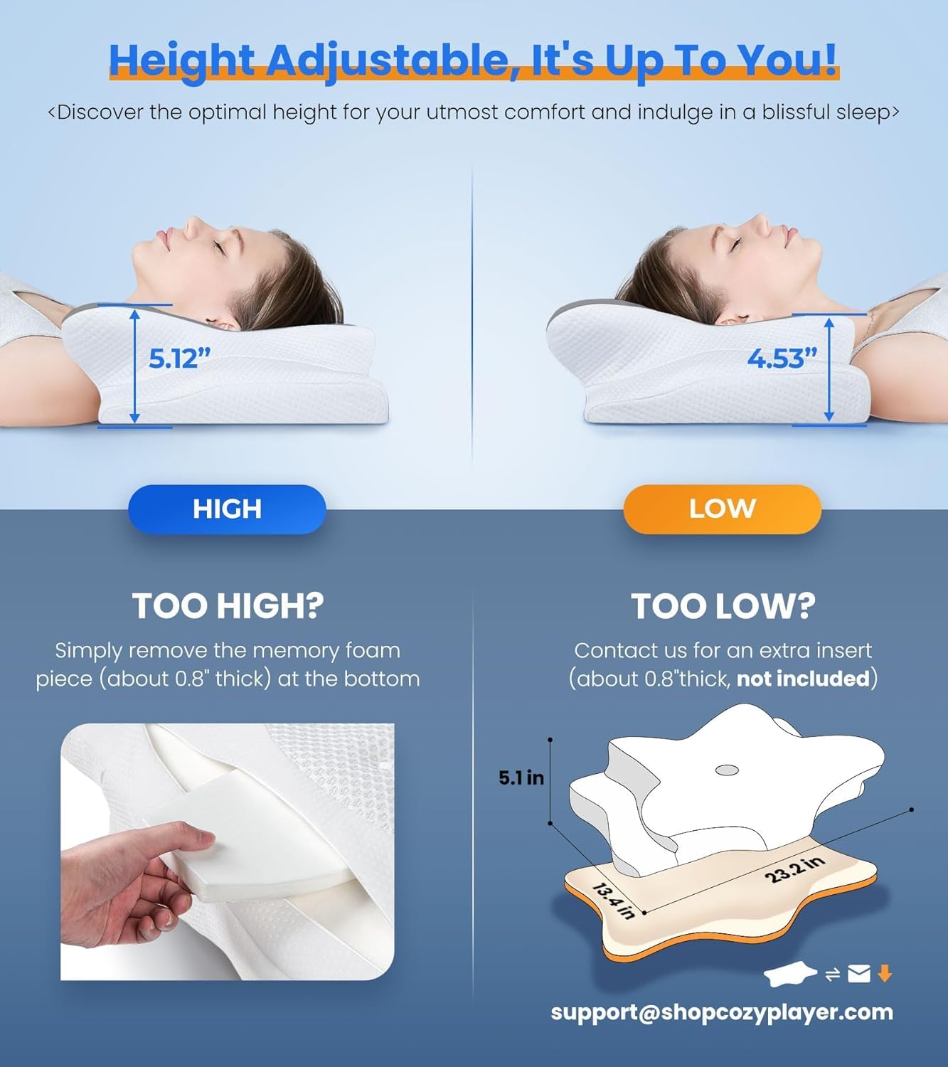 Ultra Cooling Pillow by Ultra Pain Relief - Adjustable Ergonomic Neck Support Memory Foam | Odorless Contour Design