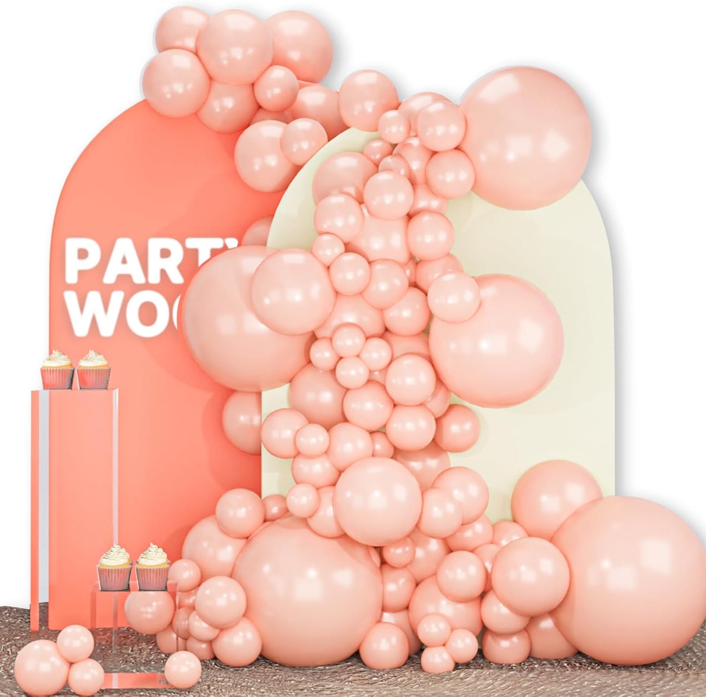 PartyWoo Baby Pink Balloon Arch Kit - 140pcs in 5-18 Inch Sizes | Perfect for Weddings & Baby Showers