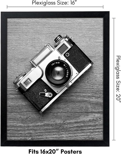 Americanflat 16x20 Picture Frame - Black Polished Plexiglass for Vertical/Horizontal Display | Epic Collection