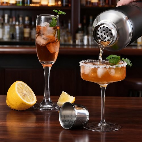 Etens Insulated Cocktail Shaker Black - 23oz Double Wall Vacuum Stainless Steel Martini Shaker with Built-in Strainer & Jigger Lid, Pro Leak-Proof Weighted Shaker for Home Bar, Premium Bar Gift Set