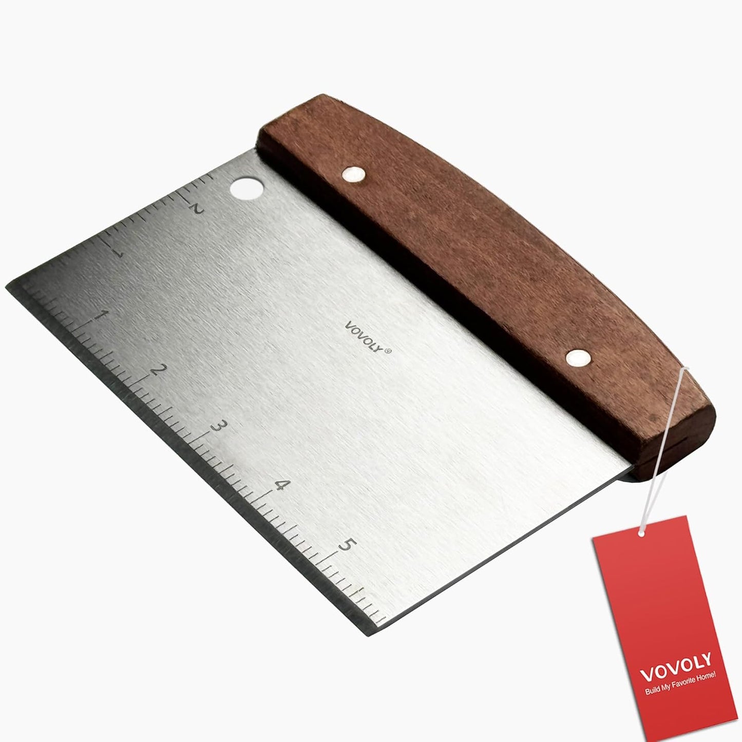 Vovoly Bench Scraper - Versatile Kitchen Utensil for Griddle, Dough & Pizza Cutting - Stainless Steel