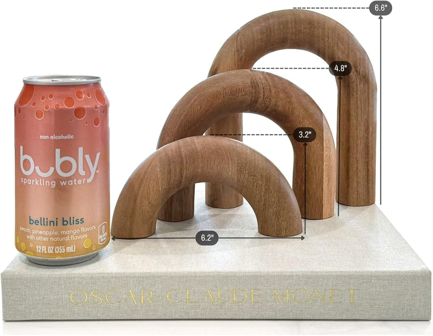 Wooden Arch Decor Set of 3 - Aesthetic Shelf Decor for Coffee Tables & Bookshelves | Acacia Wood Japandi Accents