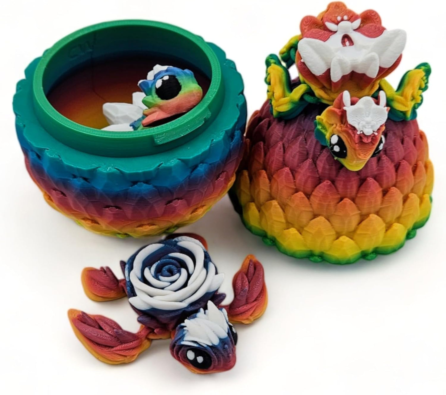 Surprise Turtle Egg Collectible Figurine - Unique Colors for ADHD & Autism Relief - Set of 3 Turtles (Rainbow)
