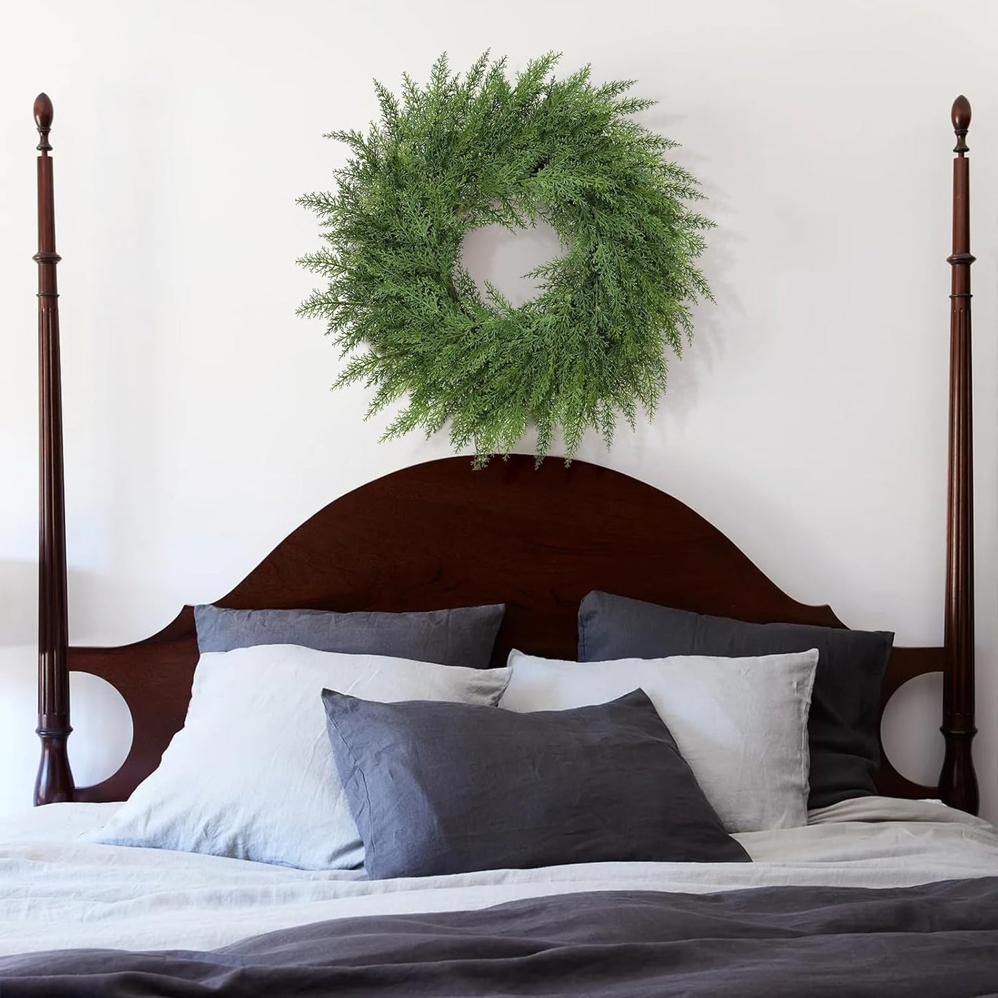 Lush Christmas Wreath - 24-Inch Real Touch Faux Cedar for Indoor/Outdoor Holiday Decor