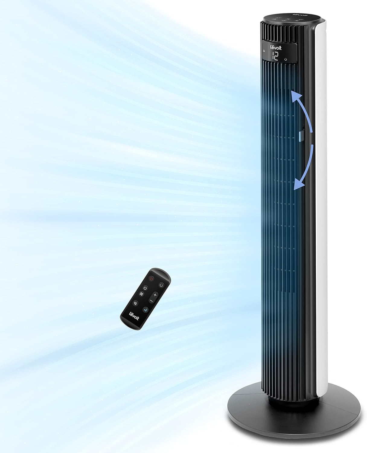 LEVOIT Smart Tower Fan - 42 Inch Bladeless Design with Quiet 26ft/s Velocity | 12 Speeds, 4 Modes, Alexa Compatible