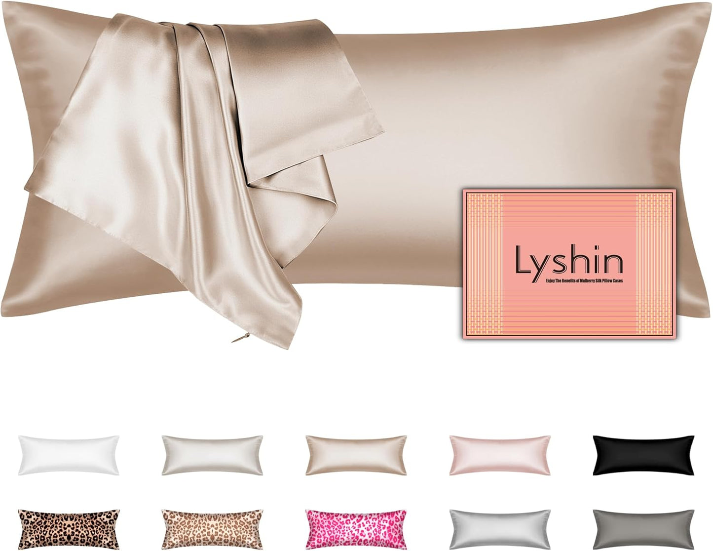 Skiennix Silk Body Pillow Cover - Ultra Smooth & Breathable Cooling Satin | Champagne (20x54 Inches)