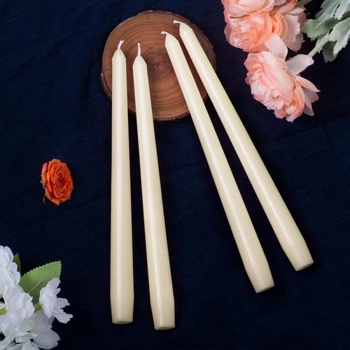 Everymoment Ivory Taper Candles - Dripless & Smokeless 10-Inch Candlesticks | 4 Pack Unscented Cream for Weddings & Home Decor