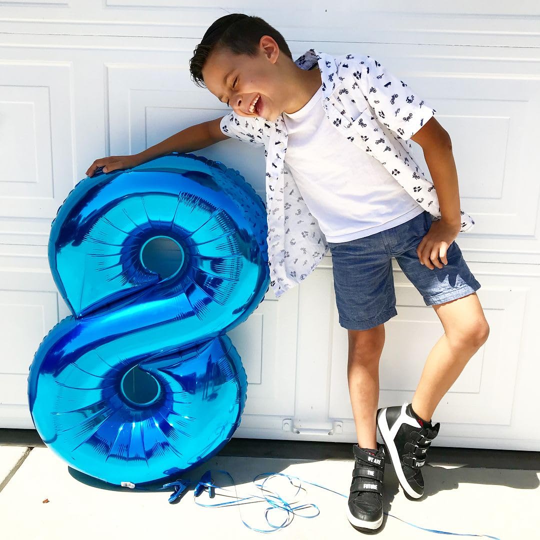 Navy Blue 8 Balloon, Number Balloon 40 Inch, Blue Birthday Decorations, 8 18 28 38 80 Birthday Balloons, 8th Party Supplies, Number 8 Balloon