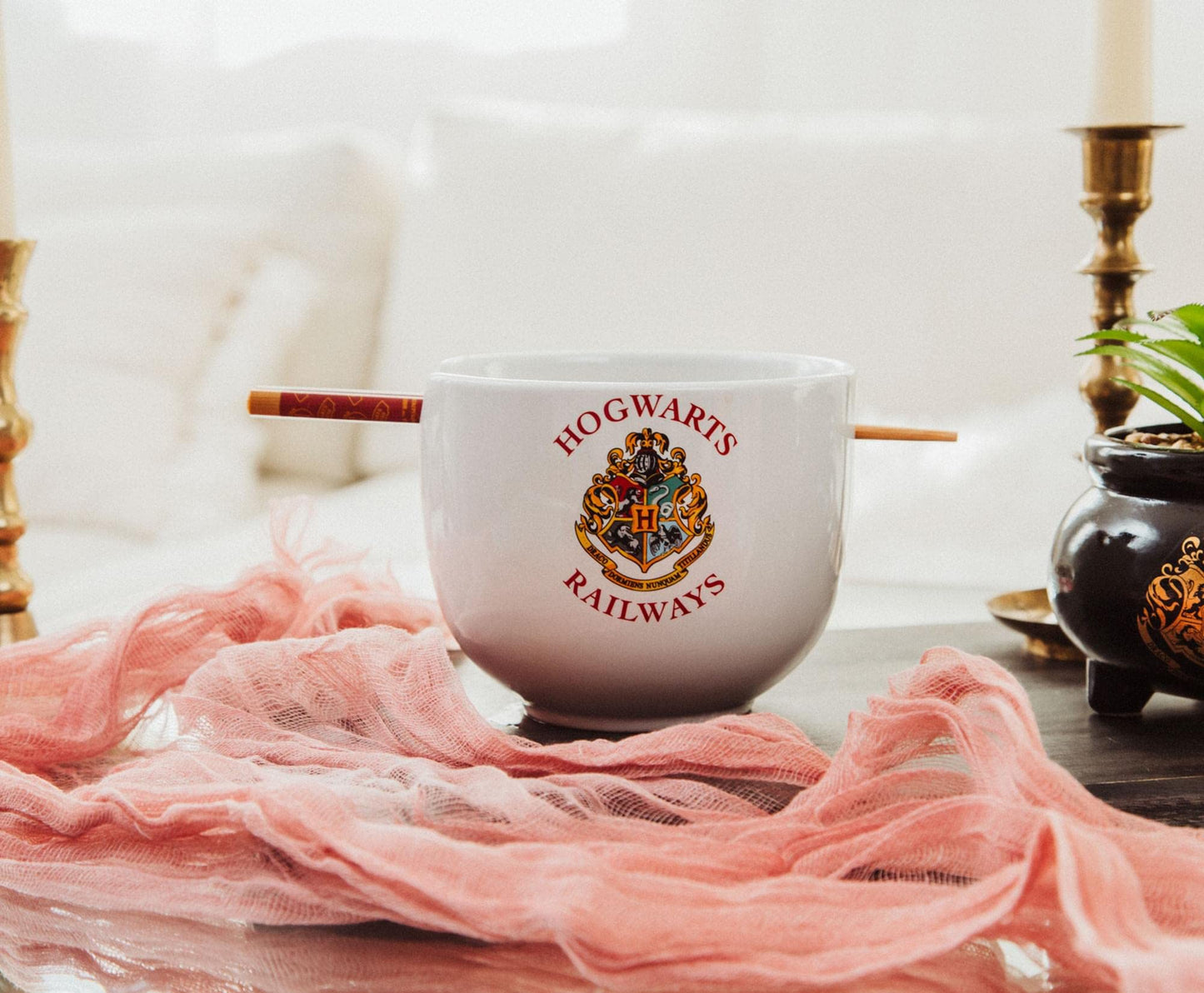 Harry Potter Platform 9 3/4 Japanese Ceramic Dinnerware Set | Includes 20-Ounce Ramen Noodle Bowl and Wooden Chopsticks