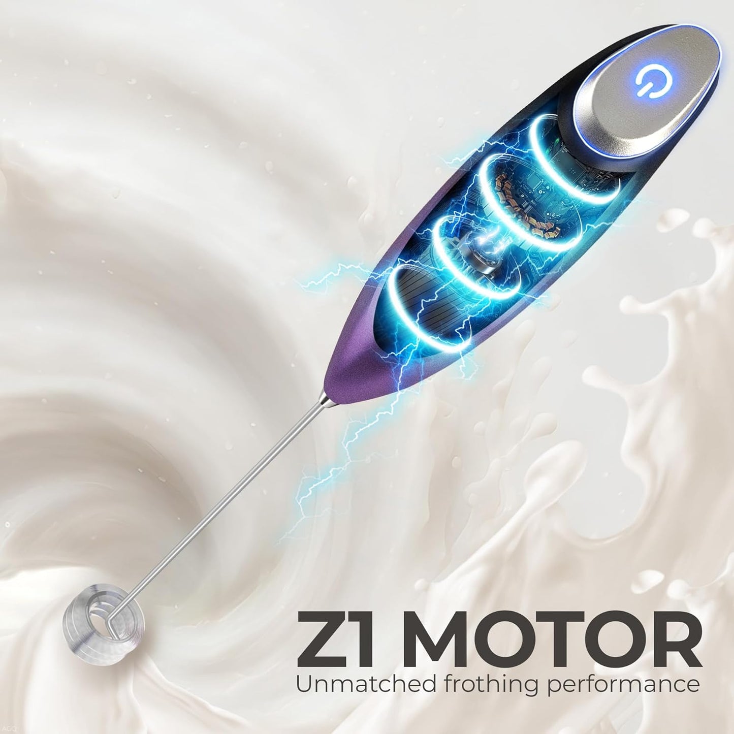Zulay Kitchen Tornado Triple Whisk Milk Frother - Handheld Foam Maker for Coffee & Lattes - Galaxy Color with 4 Duracell Batteries