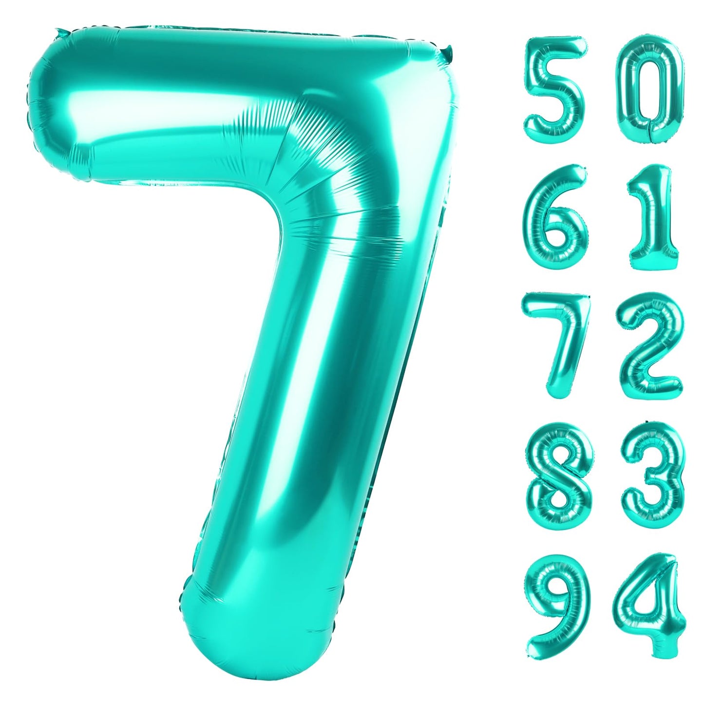 Teal Blue 7 Balloon, Number Balloons 40 Inch, 7th Birthday Decorations for Girls Kids, Party Decoration for Women, Number 7 Balloon