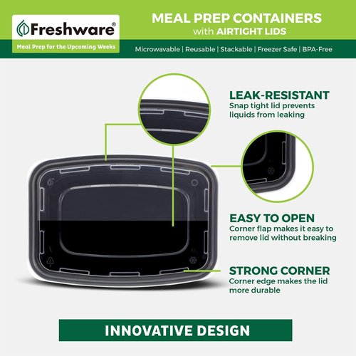 Freshware Meal Prep Containers - 150 Pack | 1 Compartment, BPA-Free, Stackable, Microwave & Freezer Safe (16 oz)