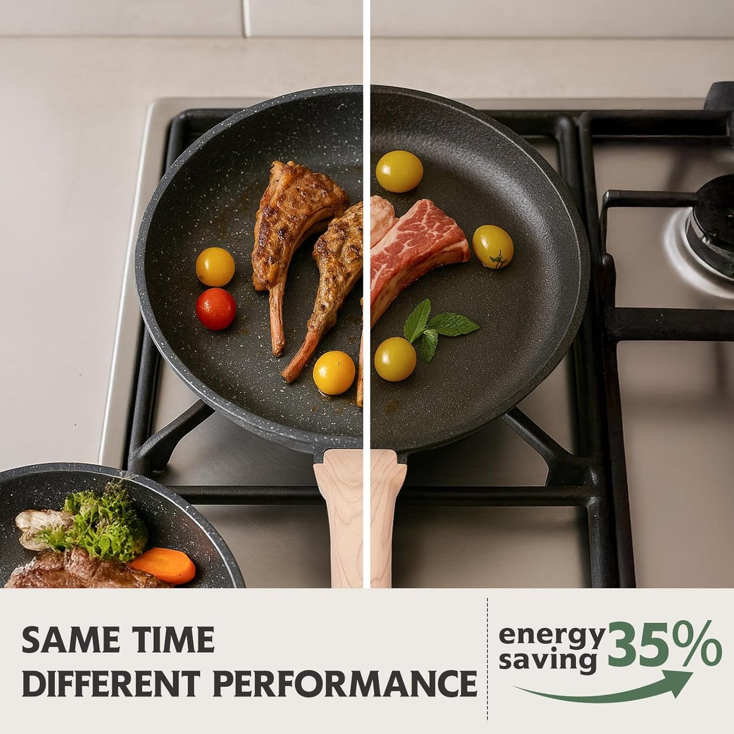 Roomena Nonstick Frying Pan - 8 Inch Granite Skillet with Heat-Resistant Handle | PFOA Free & Induction Compatible