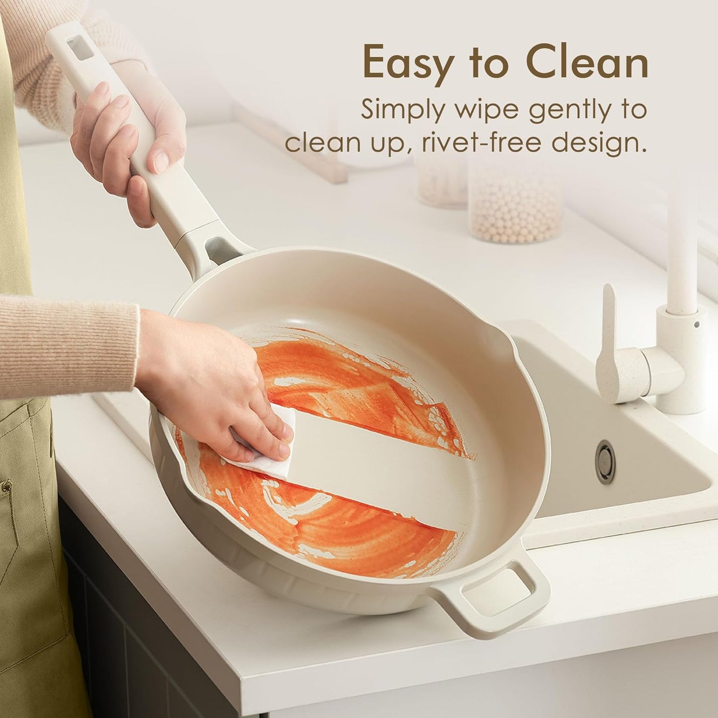 SENSARTE Ceramic Cookware Set - 14 Pcs Non-Toxic Nonstick Pots & Pans | Dishwasher Safe & Induction Ready