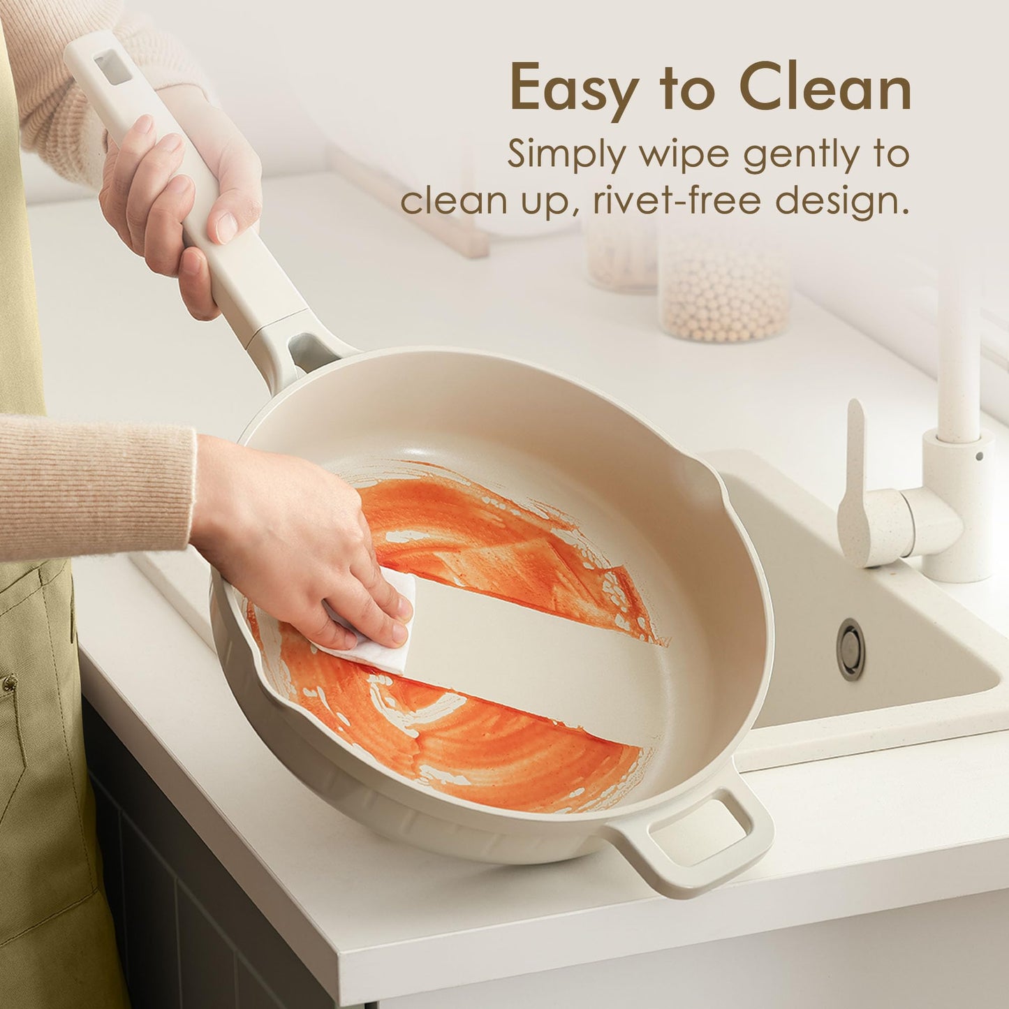 SENSARTE Ceramic Cookware Set Non-toxic 14 Pcs, Nonstick Pots and Pans Set, Dishwasher Safe Induction Cookware, Healthy Kitchen Cooking Set, PFOA/PFAS/PTFE Free